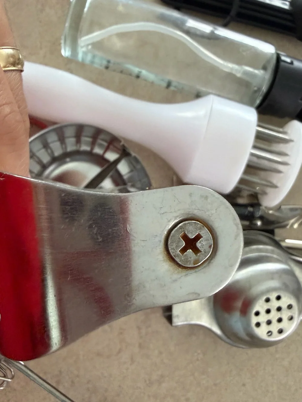 Kitchen Gadget Set - Stainless Steel Tools with White Handle